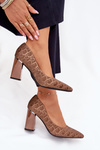 Women's Heels With Decorative Embossing Vinceza 62254 Brown