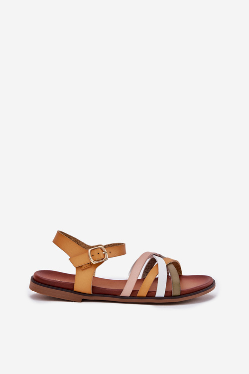 Womens sandals with interlacing straps SK090H yellow Sergio Leone