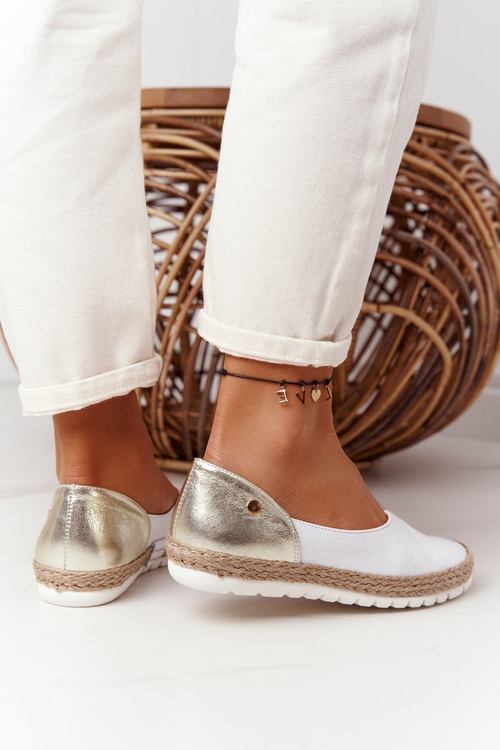 Women’s Leather Ballerinas Maciejka 05056-11 White-Gold