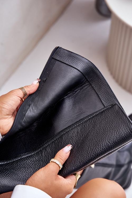 Damskie Skórzane Kozaki Na Zamek Płaski Obcas Czarne Lewski 3616