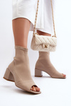 Zazoo 2876 Women's High Heel Boots with Open Toes Beige