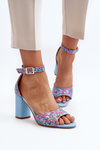 Sandały W Kwiaty Na Słupku Niebieskie Vitamella GG-127