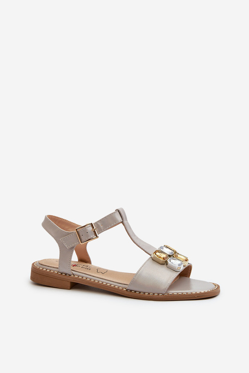 Elegant Women's Sandals with Decorative Details S.Barski KV27-030 Beige