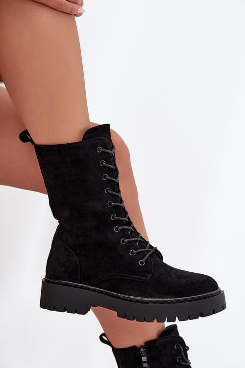 Women's Workery Boots Lined Black Marvielle