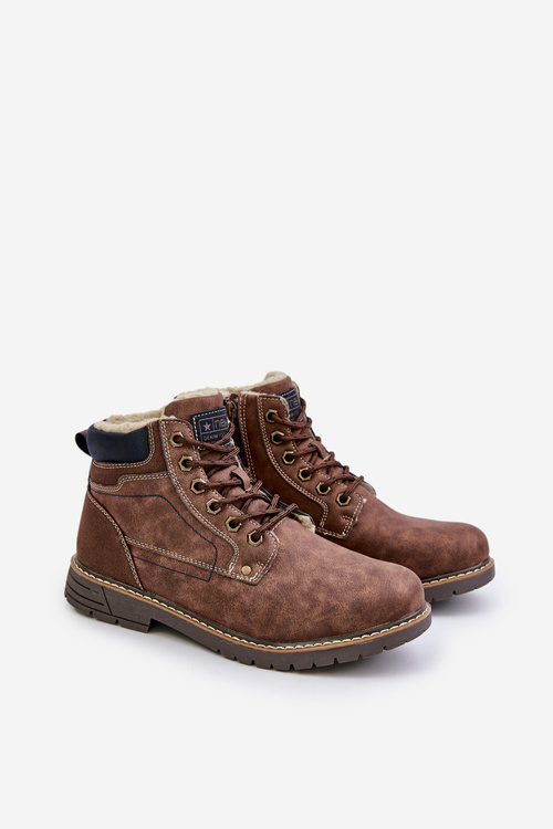 Insulated men's boots made of eco leather brown Venredia