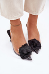 Transparent High Heel Sandals With Decorative Flower Black Risalie