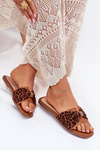 Ladies flat sandals with bow Camel Avenza