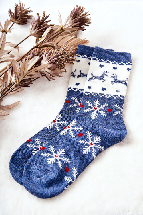 Socks Christmas pattern Blue and white