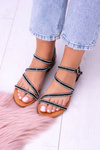 Black Women's Sandals With Zircons Ferragosto