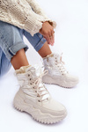 Insulated Boots On Massive Platform Light Beige Lanleh