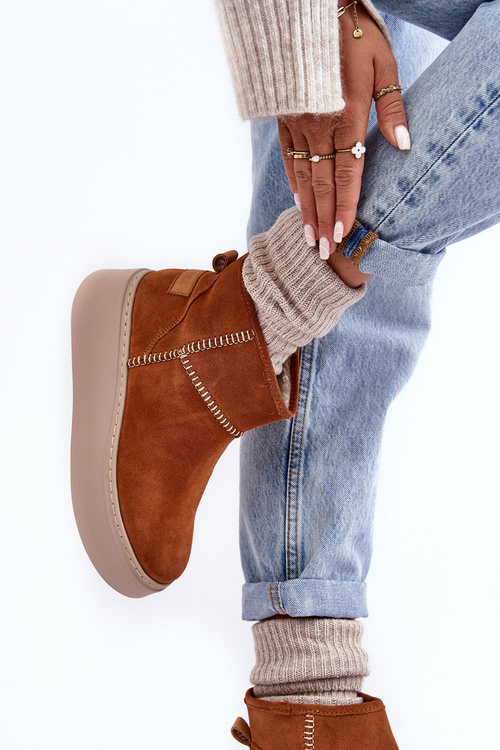 Śniegowce Damskie Zamsz Maciejka 06257-29 Brązowe