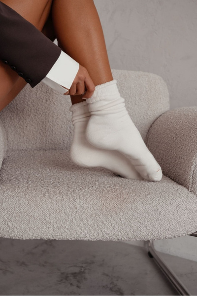 Women's Non-Pressure Socks Frotte Ecru