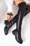 Leather Over The Knee Boots Black Selina