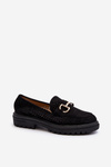 Women's Black Cutout Loafers with Embellishment Talesse