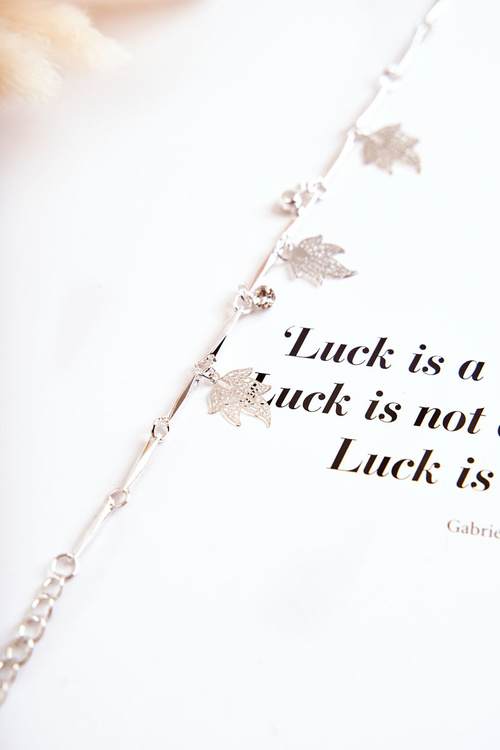 Bransoletka Damska Zawieszki Liście Srebrne Mossali