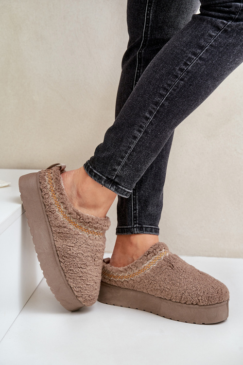 Damskie Śniegowce Z Futerkiem Typu Baranek Na Platformie Ciemnobeżowe Mesirra