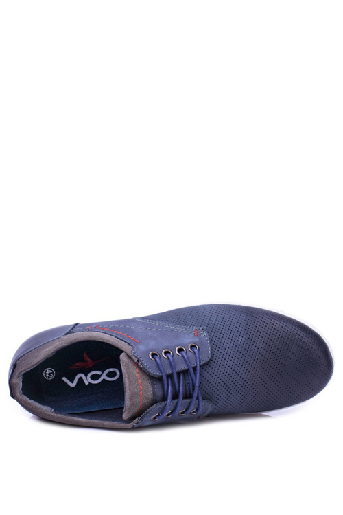 Navy Blue Leather Men's Casual Retino Shoes