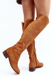 Women's Suede Over-the-Knee Flat Heel Boots Camel Hewanella