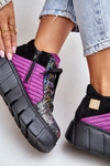 Sneakersy Damskie Na Platformie Skórzane Fuksja Maciejka 06767-15