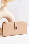 Large Leather Wallet With Magnet Beige Nereva
