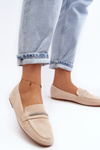 Women's Beige Faux Suede Loafers Ladite