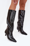 Patent leather women's boots with low heel black Mireva