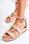 Suede Sandals With Studs Beige Marey