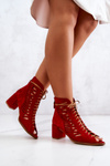 Maciejka Suede Openwork Boots Red 04040-08