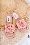 Women's Suede Slippers With Decoration Pink Giorgia