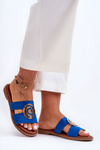 Stylish Slippers with Mirrored Ornament Blue Deep Breath