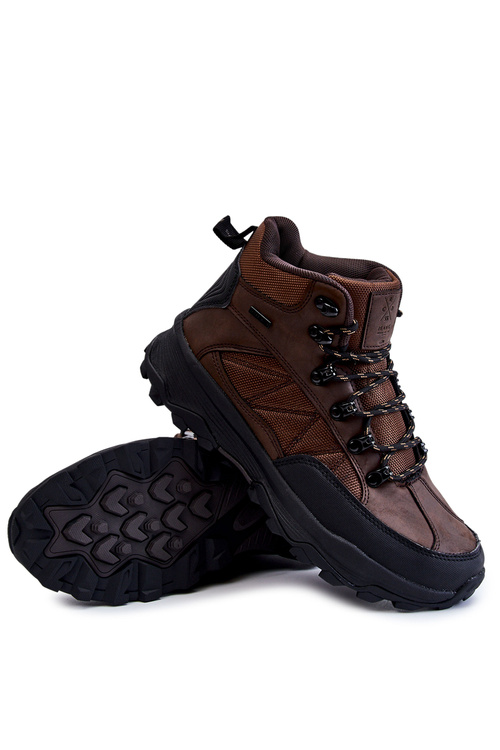 Buty Trekkingowe Męskie Ocieplane Ciemnobrązowe Cross Jeans KK1R4019C