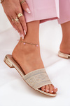 Ladies Flat Sandals Golden Fexxy