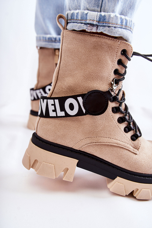Suede High Boots With Warming Beige Danity
