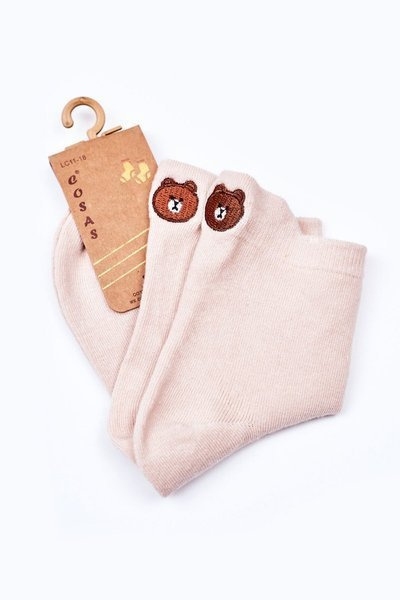 Girls' Cotton Socks With A Teddy Bear COSAS Beige