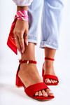 Suede Women's Sandals On Heel Red Luciana