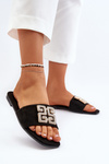 Women's Flat Sandals with Decoration Black Inaile