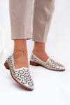 Leather Perforated Women's Moccasins S.Barski LR51-646 Gold