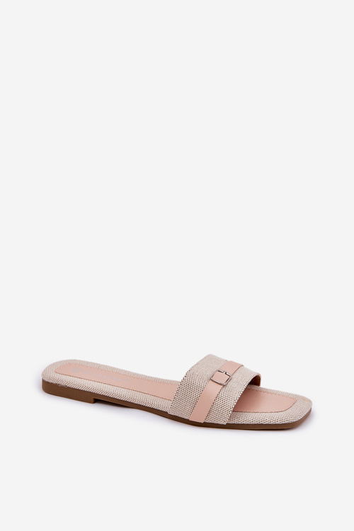 Flat Women's Slippers With Strap And Buckle Beige Zilina