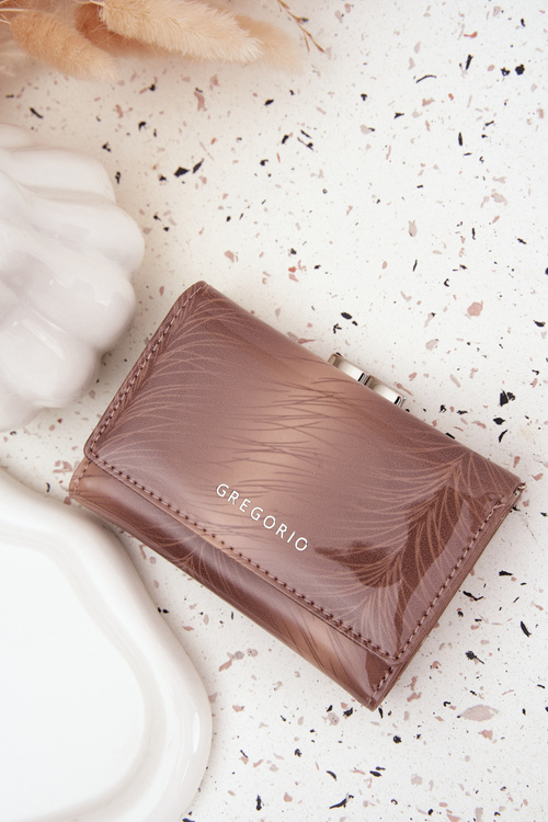 Lacquered Women's Wallet With Tiny Details Beige Cermina