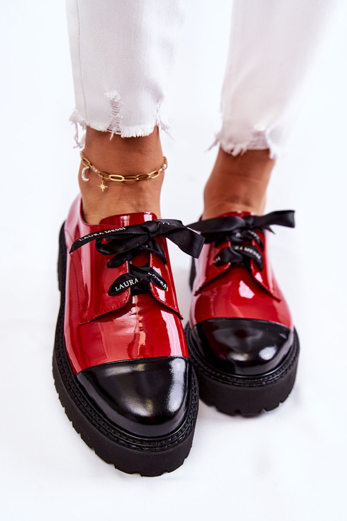 Lacquered Lace-Up Shoes Laura Messi 2441 Red