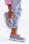 Women's Slip-On Sneakers with Stones Grey Simple