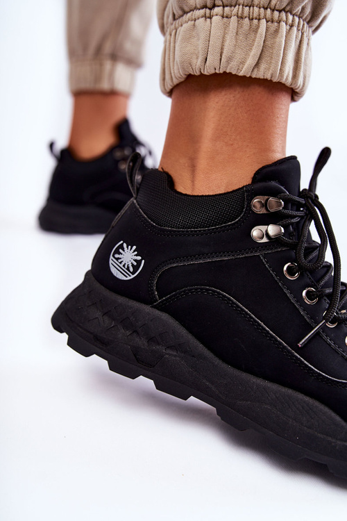 Buty Trekkingowe Trapery Damskie Ocieplane Czarne Otto