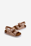 Children's sandals on a cork platform with velcro closure beige Rorria