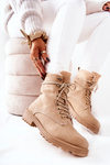 Leather Padded Worker Boots Beige Kimmie  