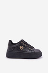 Perforated Sneakers With Gold Detail Black Cassildi