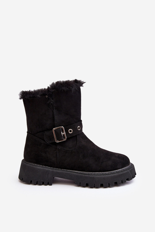 Women's Boots with Fur Zip Black Morcos