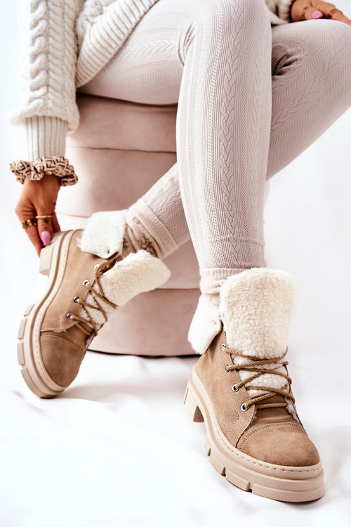Boots Trappers Warmed Tied Beige Karley