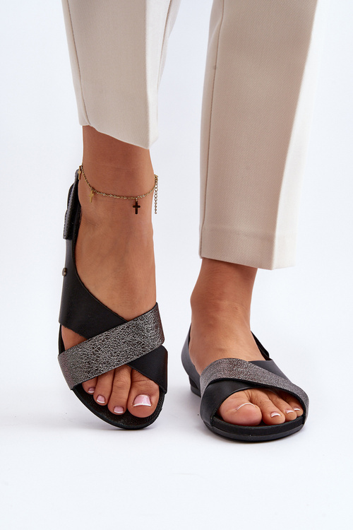 Zazoo 40141 Leather Sandals with Velcro Black