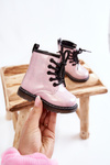 Kids Warmed Boots with Zipper Lacquered Pink Goopy