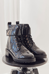 Insulated Leather Snake Boots Black Colira
